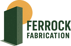 Logo of Ferrock Fabrication with building silhouette.